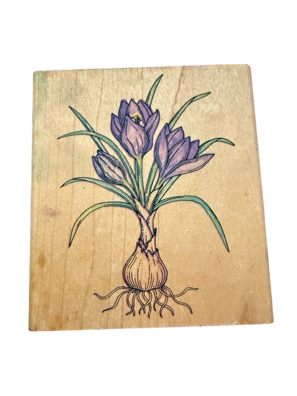 Rubber Stampede Purple Saffron Flower Large Rubber Stamp